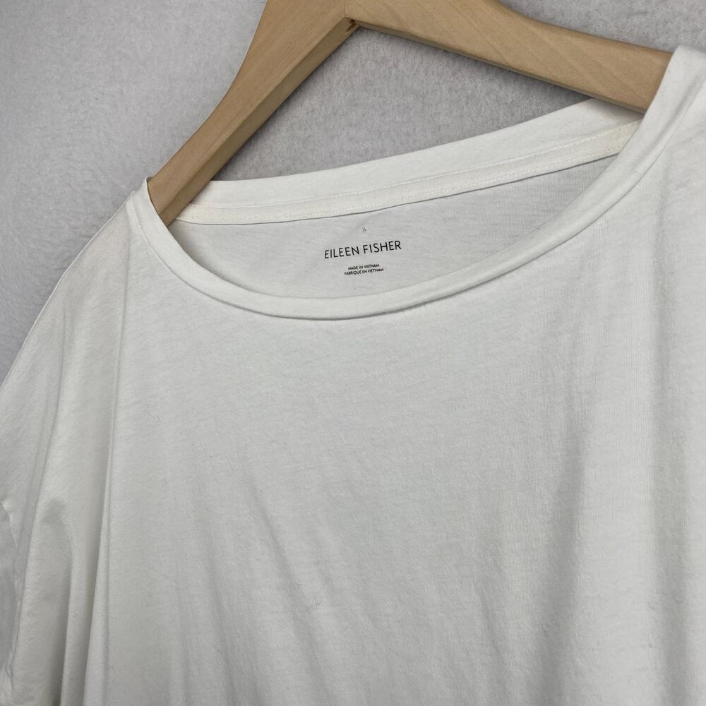 EILEEN FISHER Top L Slub Organic Cotton Jersey Oversized Boxy Dolman White - Picture 2 of 11